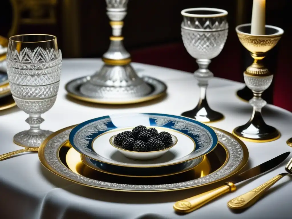 Espléndida mesa de comedor en estilo aristocrático ruso del siglo XIX con influencias culinarias francesas