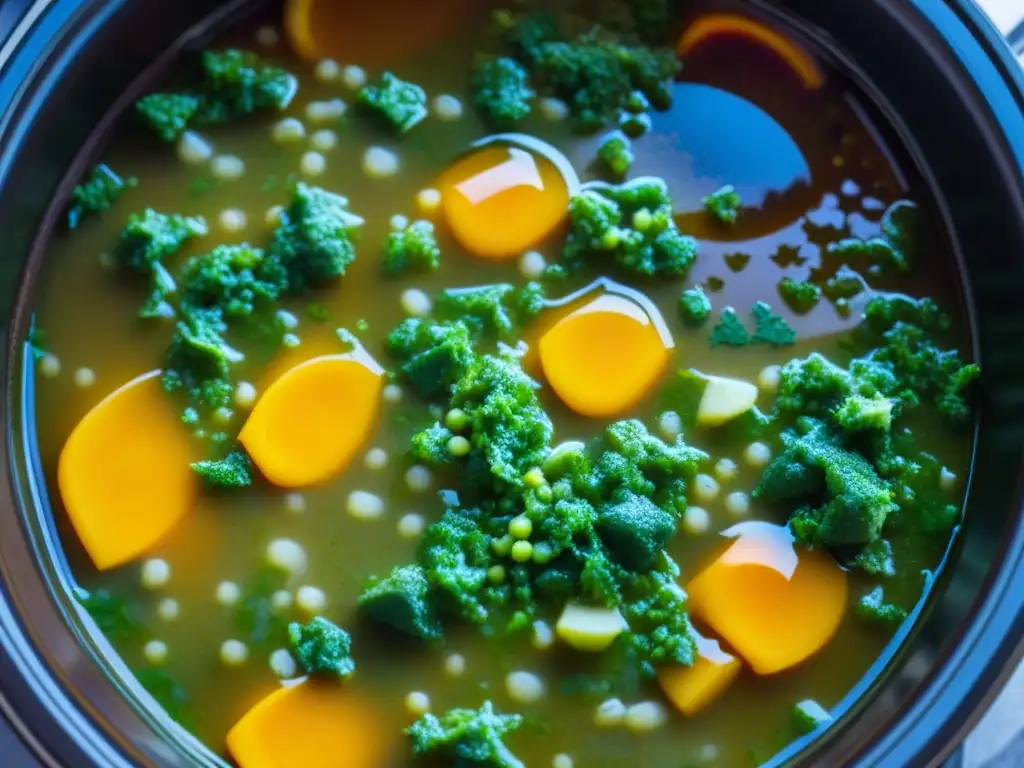 Un estofado aromático cocinado lentamente en una olla de cocción lenta, resaltando recetas históricas culturales