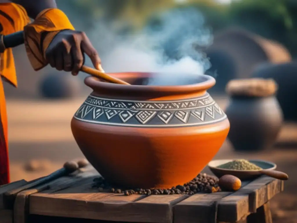 Un experto artesano africano moldea una olla de barro tradicional, destacando la evolución de la cocina africana