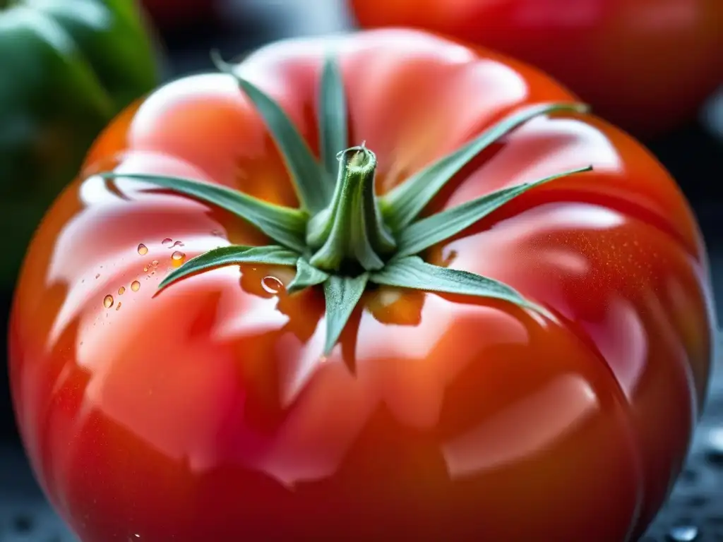 Una explosión de color en el mercado agrícola: tomate orgánico recién cosechado, reflejo de la Revolución Orgánica Historia Alimentación