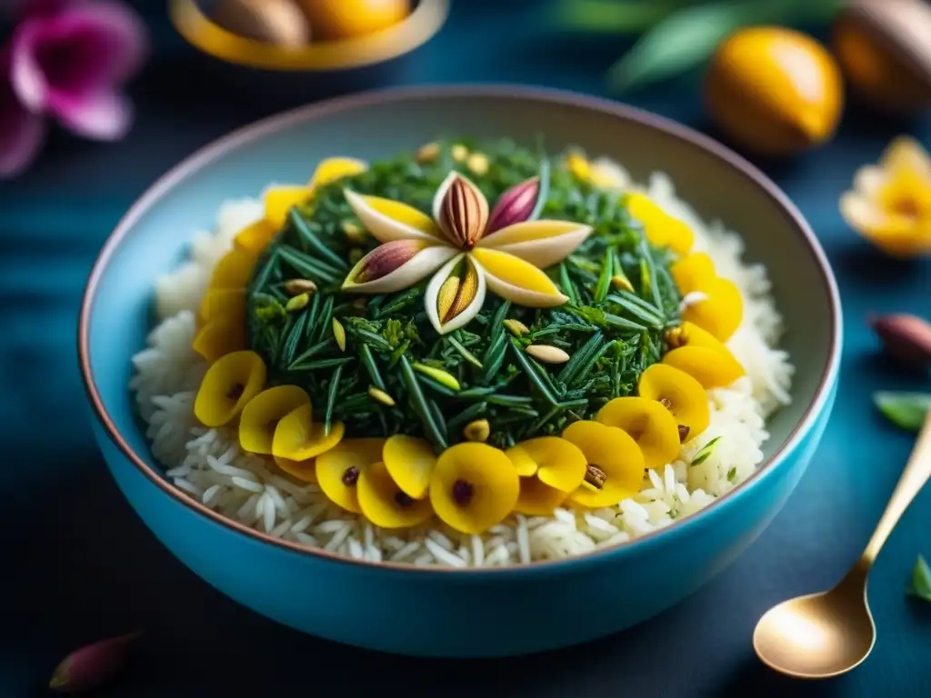 Exquisita fusión gastronómica: arroz de azafrán con pistachos y pétalos de rosa, influencia gastronomía persa en Mughal