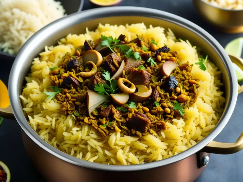 Exquisita biryani: deleite real de la cocina mogol Deléitate con la exquisita historia del biryani en la Era Mughal, un festín que despierta los sentidos