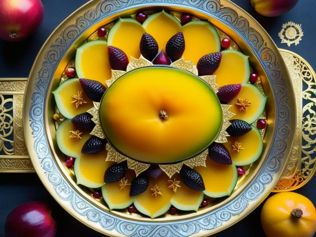 Una exquisita obra de arte culinario mughal: frutas en platos mughales históricos