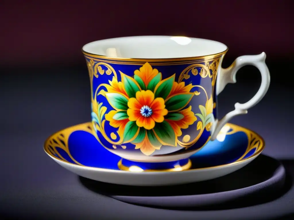 Exquisita porcelana de la corte de los zares en la Rusia Imperial, con motivos florales pintados a mano y detalles en oro