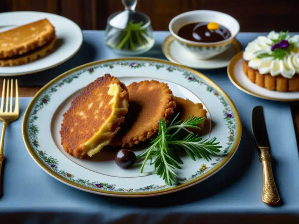 Una exquisita presentación de platos tradicionales austrohúngaros resalta la gastronomía Danubio Imperio Austrohúngaro