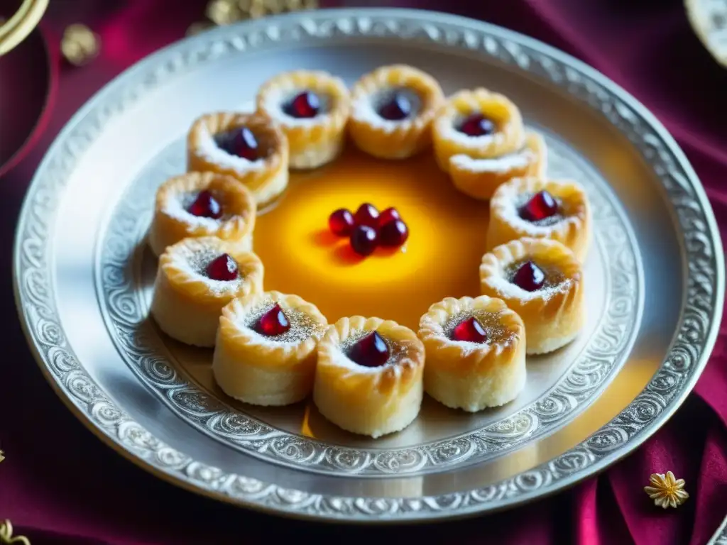 Una exquisita selección de antiguos dulces bizantinos en un plato de plata