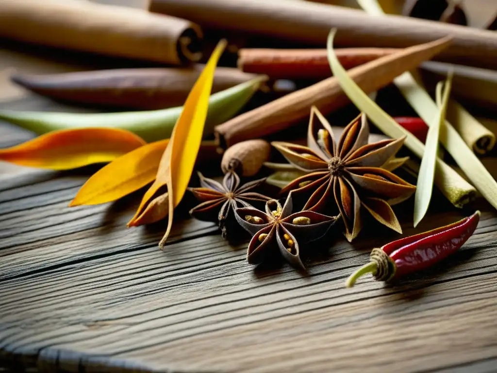 Una exquisita variedad de especias indo-chinas resalta la importancia de estos elementos aromáticos en la cocina