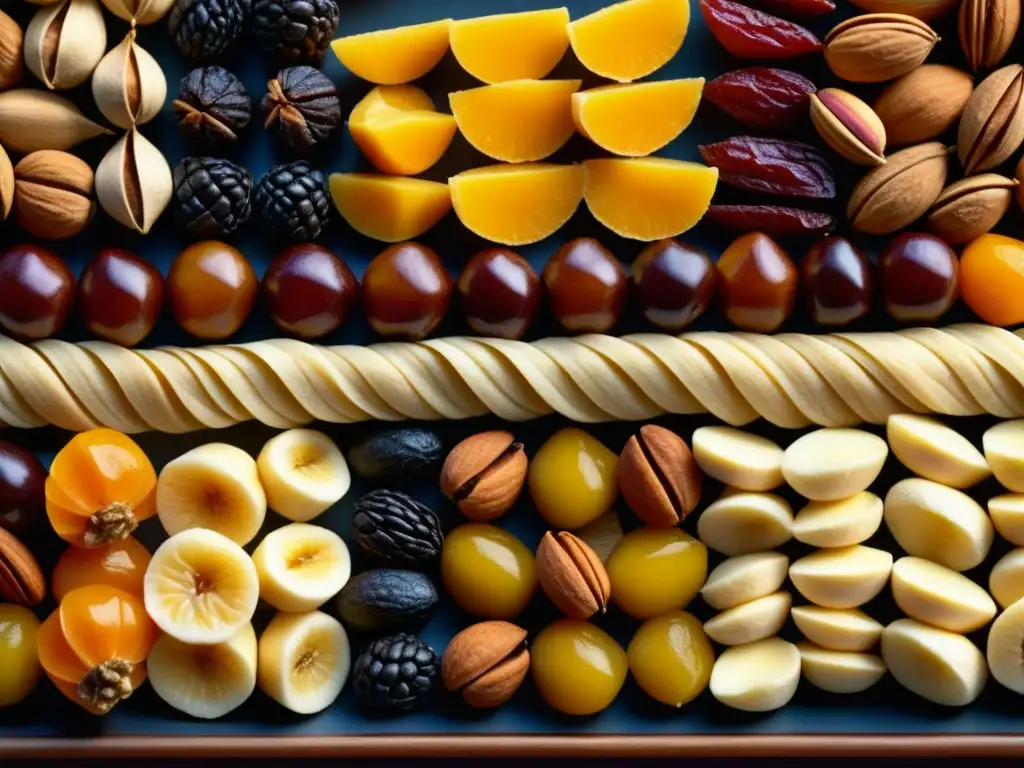 Una exquisita variedad de frutos secos y frutas secas, reflejo de la historia culinaria de Asia Central