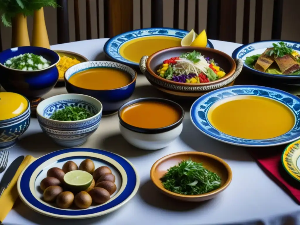 Una exquisita variedad de platos mestizos, fusionando historia cultural y gastronomía en vibrantes presentaciones artísticas