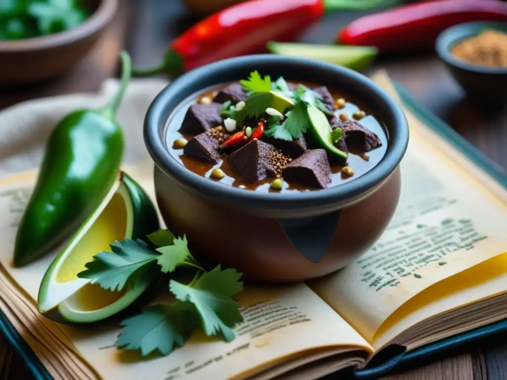 Una exquisita y vibrante vista cercana de un tradicional mole poblano, resaltando la importancia cocina criolla literatura