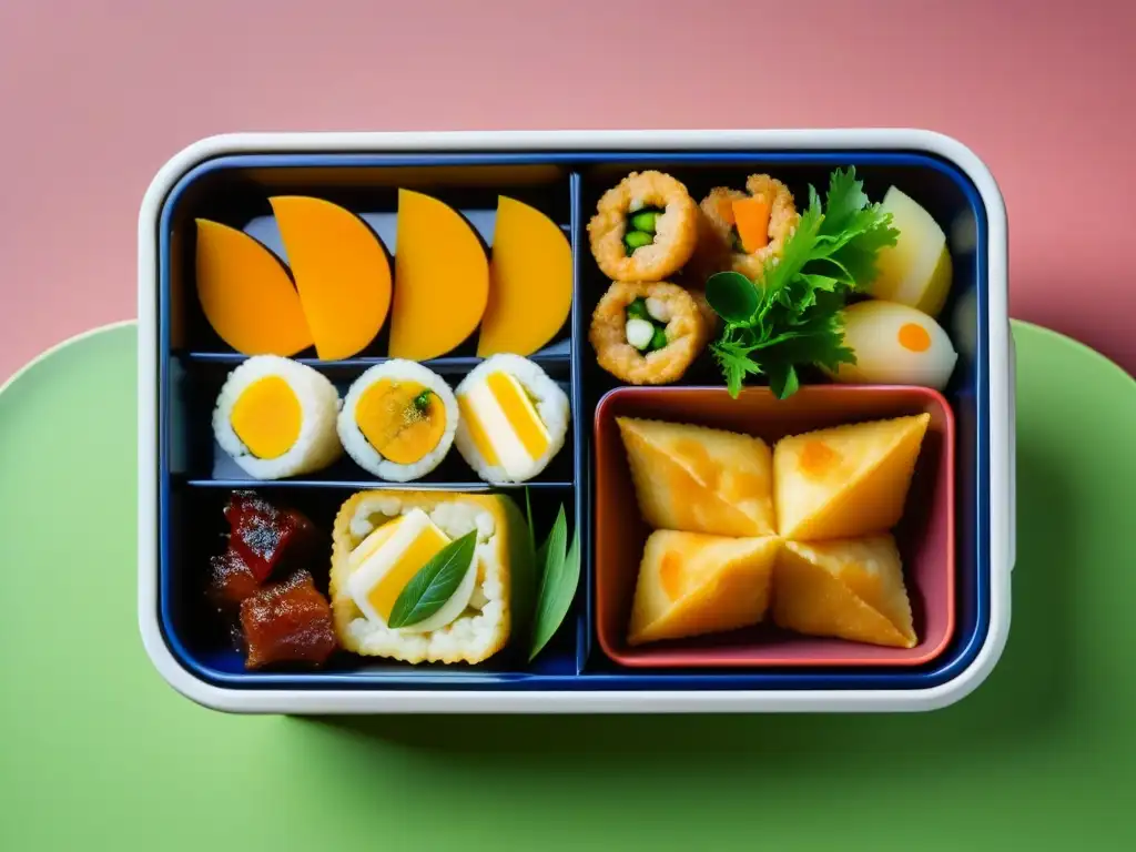 Un exquisito bento japonés con influencia portuguesa, fusionando sabores y tradiciones culinarias