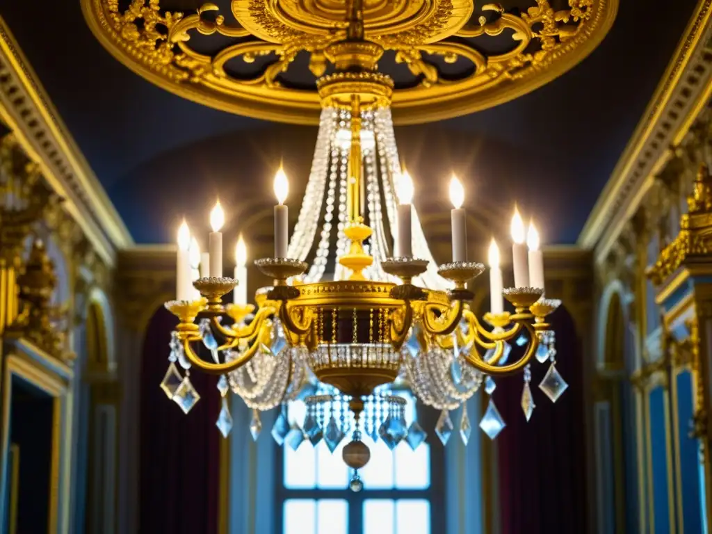 Un exquisito candelabro dorado en el Salón de los Espejos de Versalles