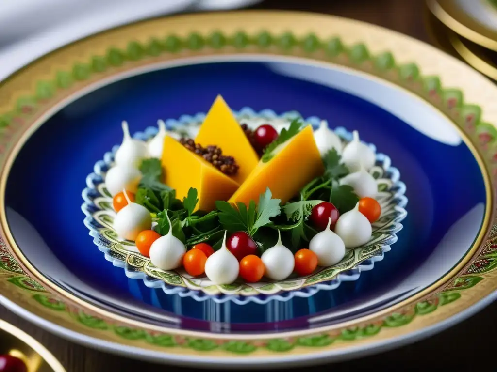 Un exquisito plato que fusiona la cocina de los Zares con un toque moderno, simbolizando la influencia en las relaciones internacionales