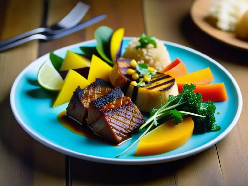 Un exquisito plato de fusión caribeña, reflejo de las influencias culinarias caribeñas de hoy