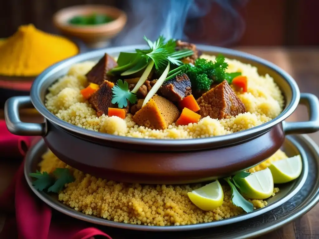 Exquisito tagine marroquí con couscous: Importancia cultural del couscous en la gastronomía Magrebí