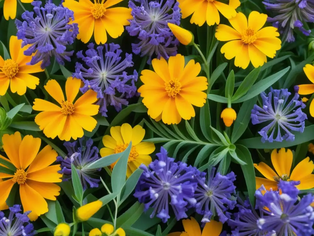 Un exuberante jardín de plantas comestibles en cocina Abásida, con maravillosos detalles de pistilos, pétalos y hojas