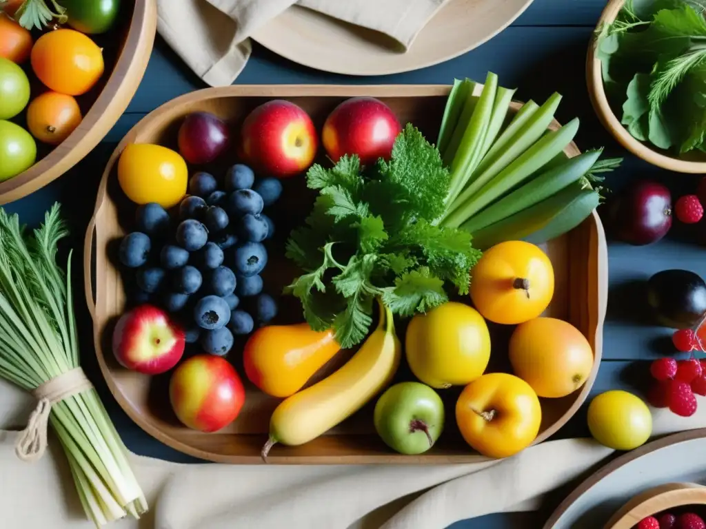 Una exuberante variedad de frutas y verduras de temporada en un smörgåsbord sueco tradicional