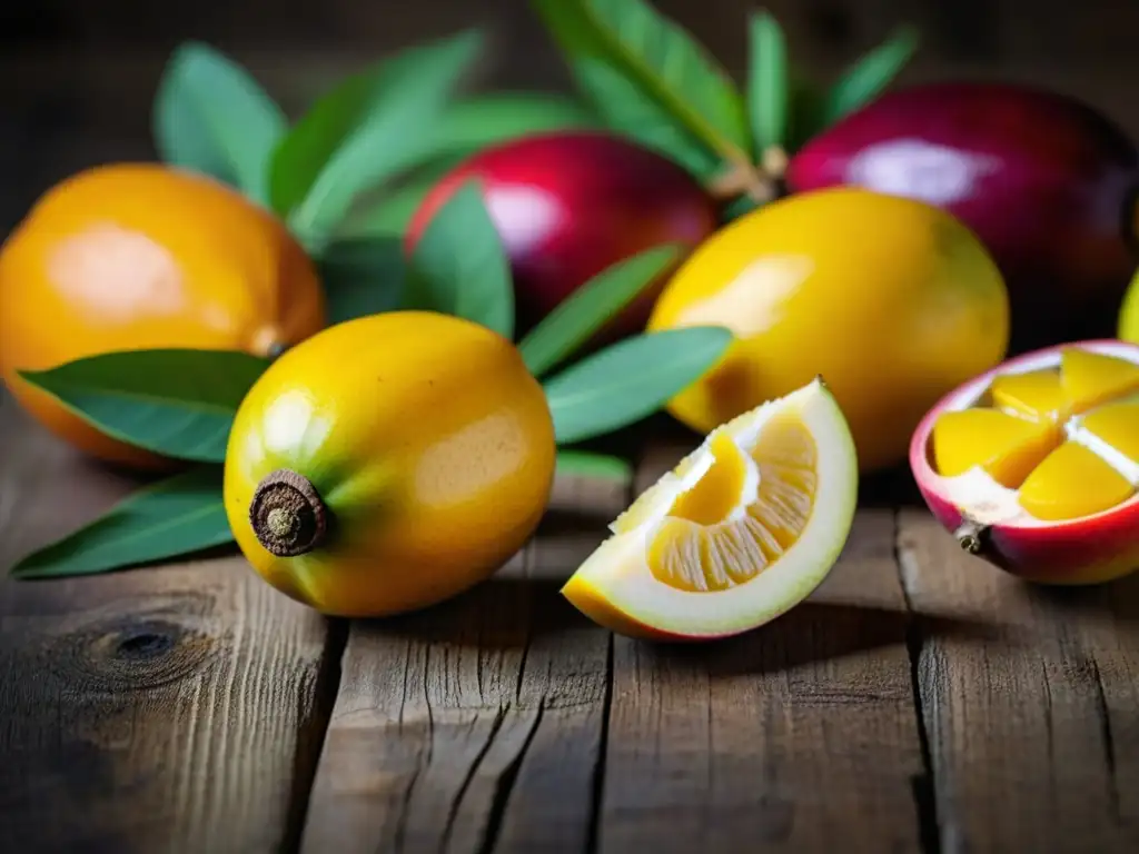 Una exuberante variedad de ingredientes caribeños en una mesa rústica