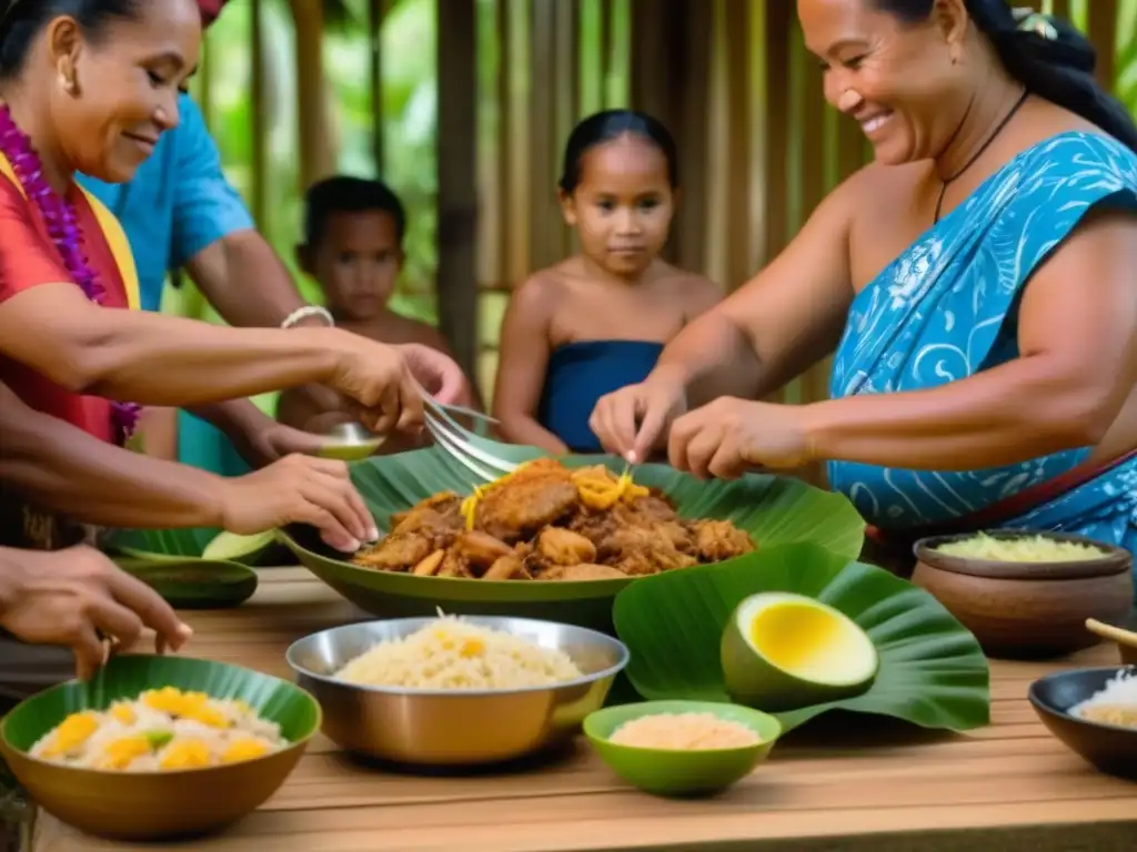 Una familia tradicional micronesia prepara recetas familiares cocina micronesia con detalle y tradición