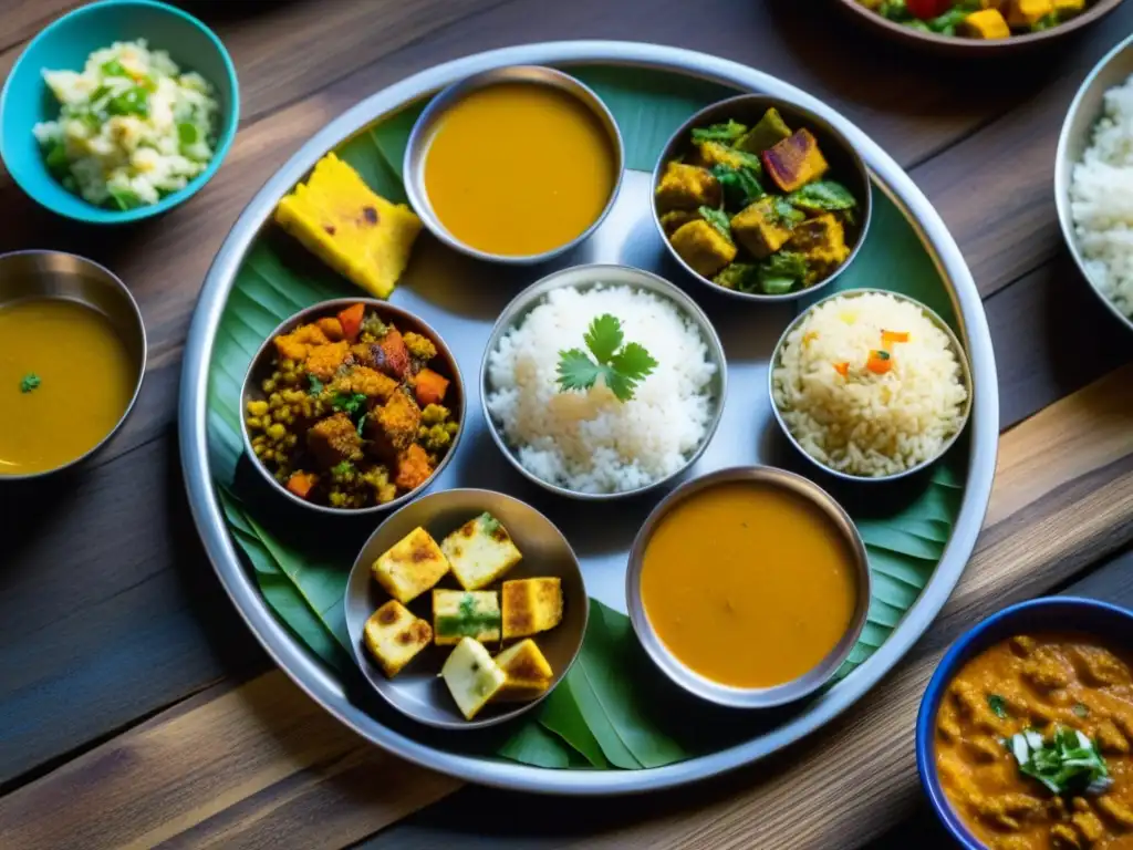 Un festín de colores y sabores en un Thali, resaltando recetas históricas y culturas culinarias de la India