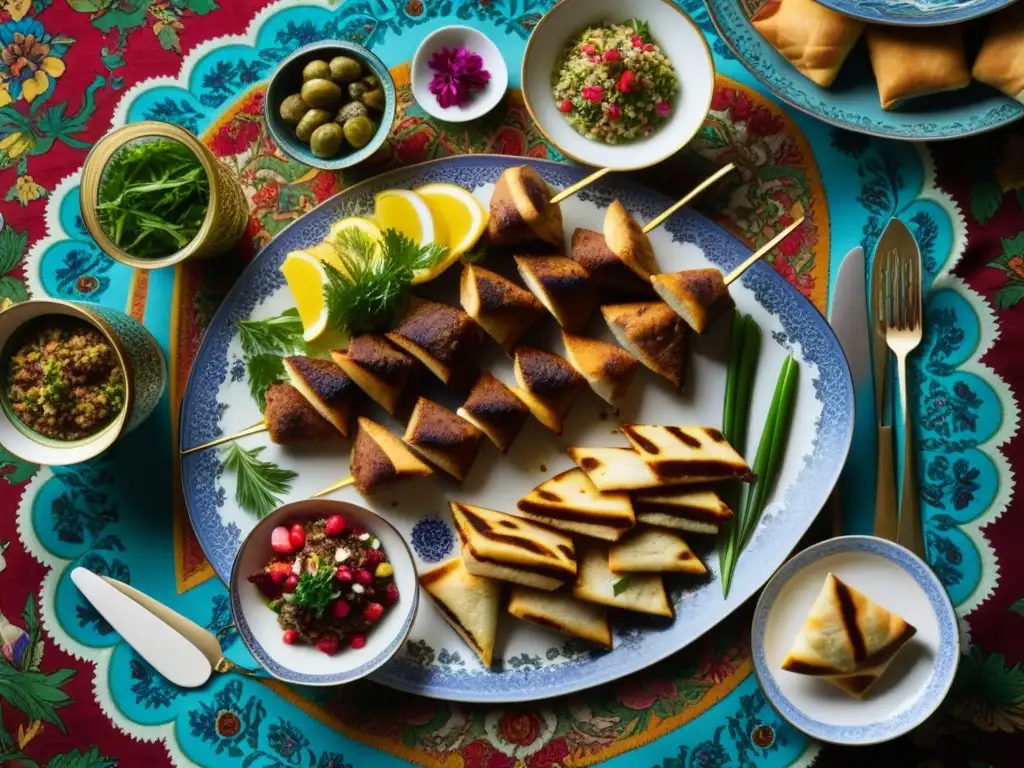 Un festín exquisito de la cocina otomana en una mesa ricamente decorada