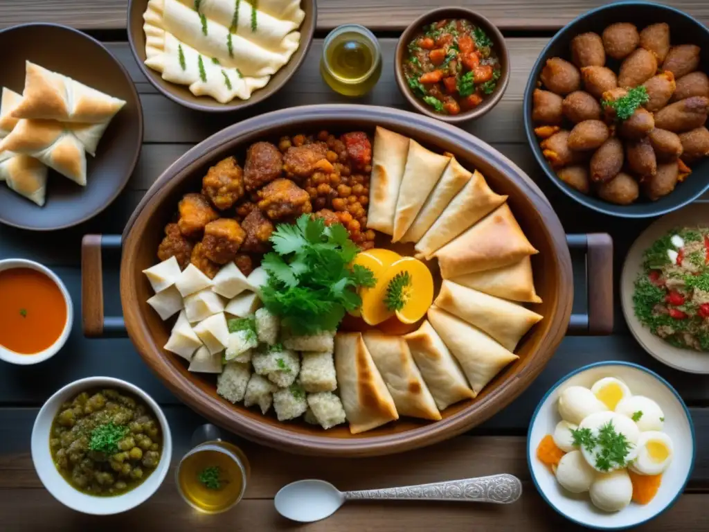 Un festín tradicional de los Balcanes, con cevapi, sarma, ajvar y baklava en una mesa de madera rústica