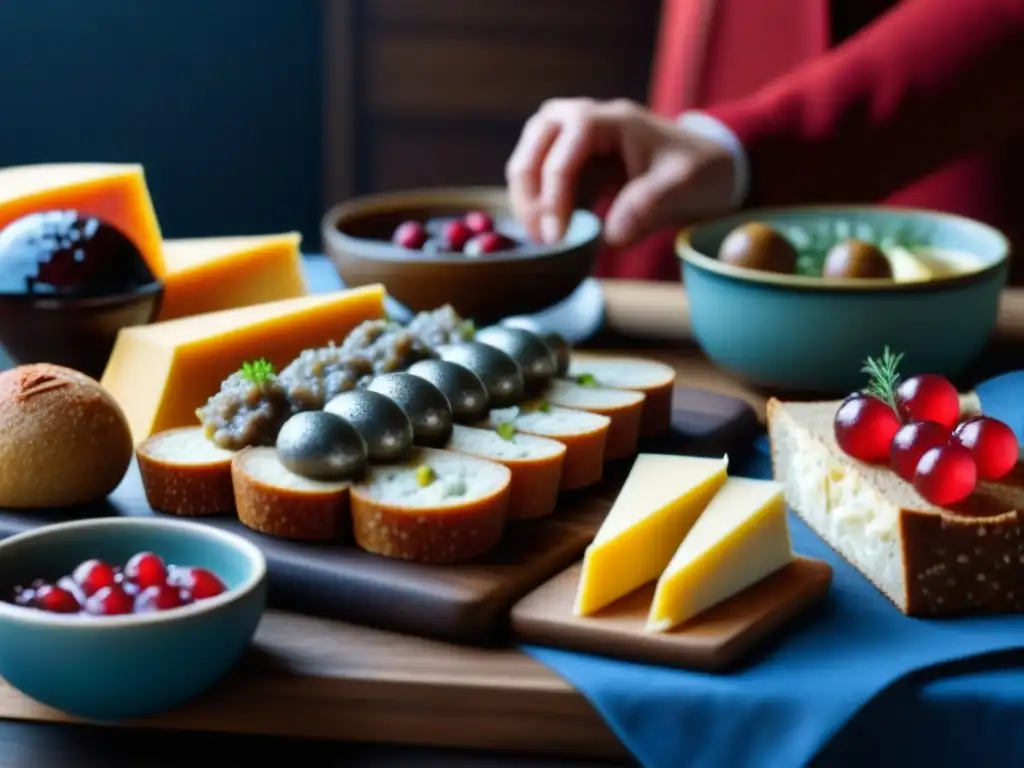 Un festín tradicional escandinavo con exquisitos platillos y colores vibrantes