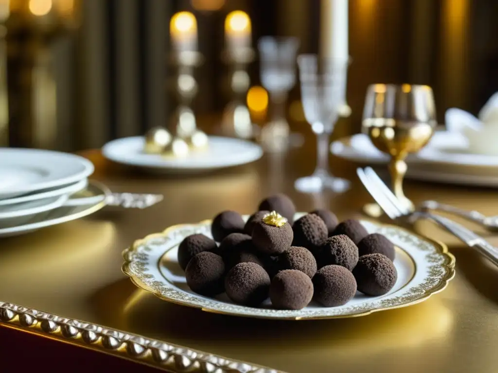 Un festín de trufas en la mesa zarista, resaltando su lujo y exquisitez culinaria