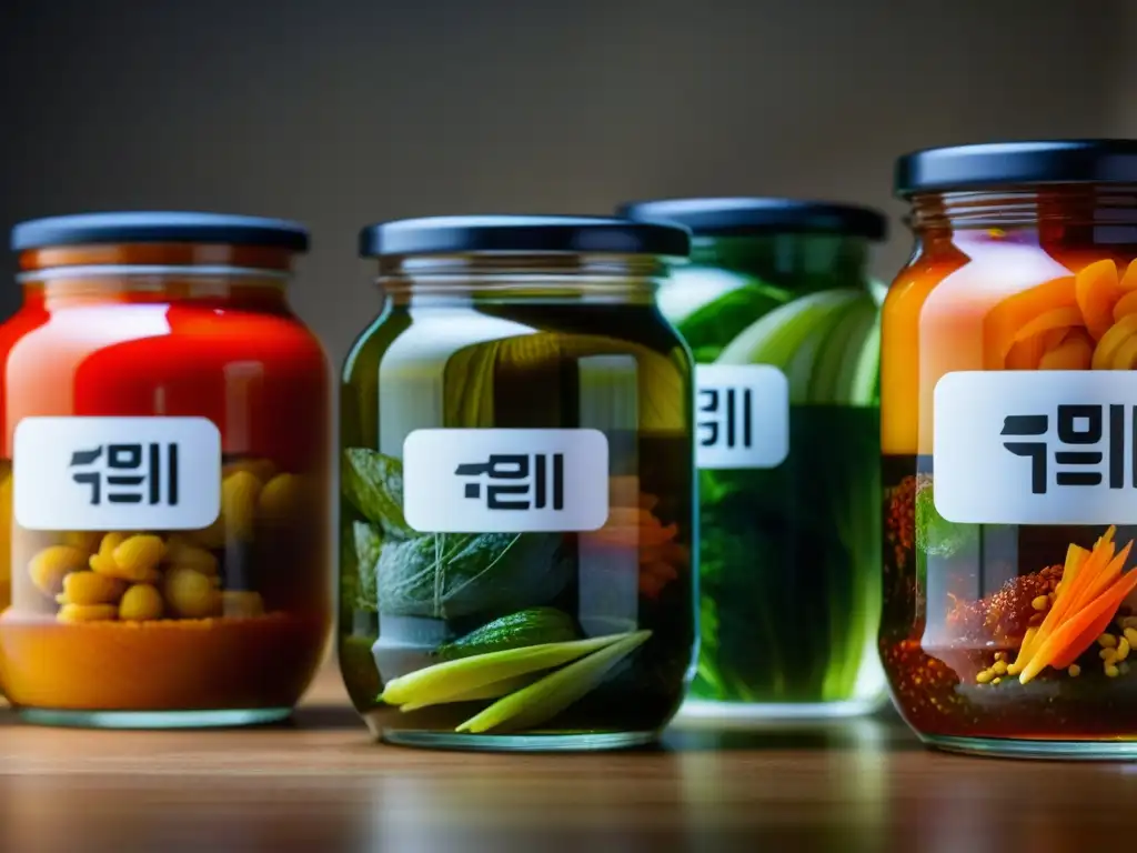 Un festín visual de tradición y conservación en estas coloridas jarras de kimchi coreano, fermentando culturas históricas