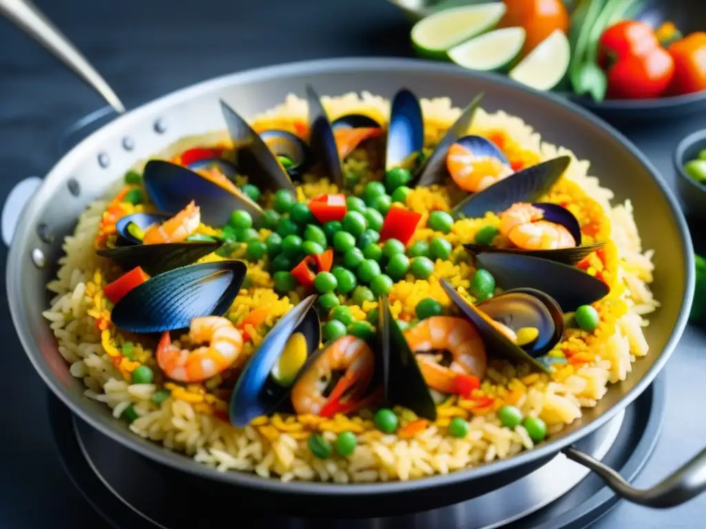 Un festín visual de paella española con orígenes asiáticos platos europeos históricos