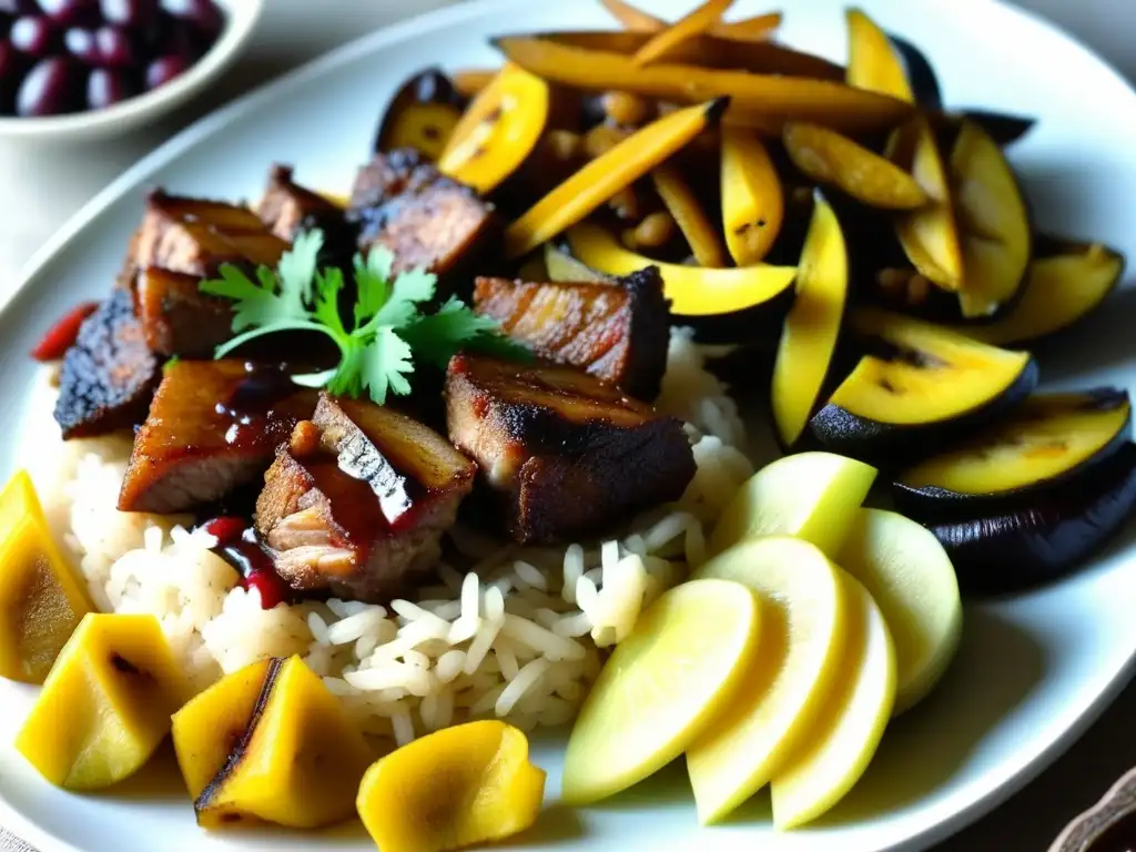 Un festín visual de griot, bananes pesees, pikliz y arroz con frijoles; influencia haitiana en la cocina