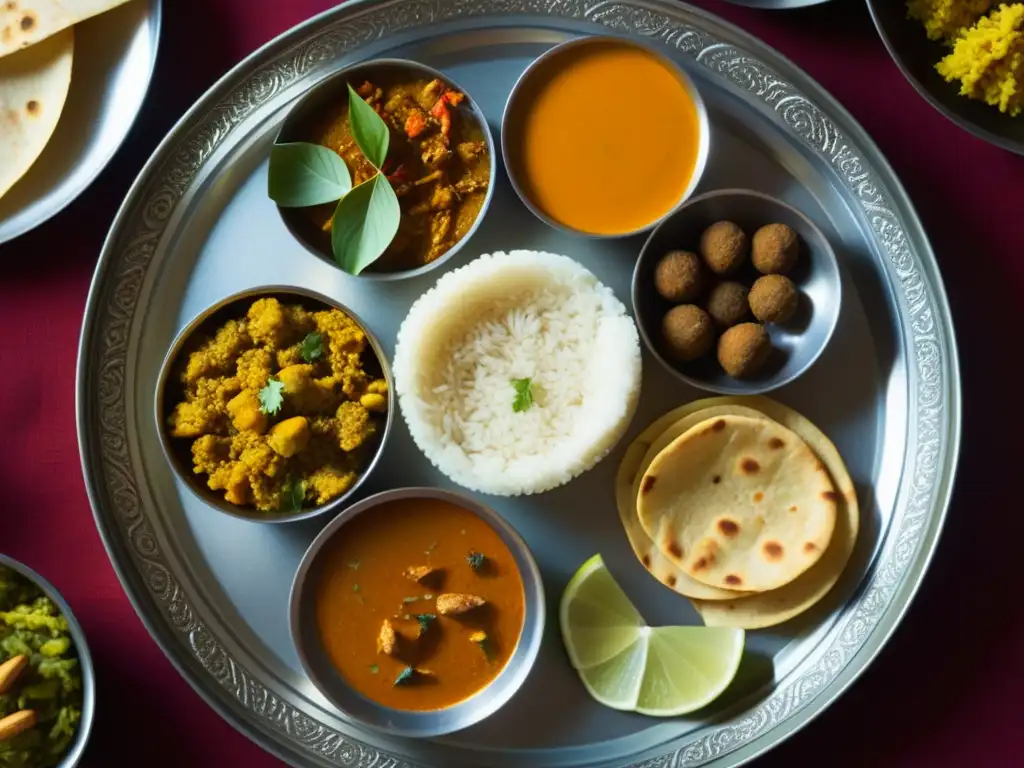 Un festín visual de Thali: platos vibrantes y detallados que reflejan la rica historia y diversidad de la cocina india