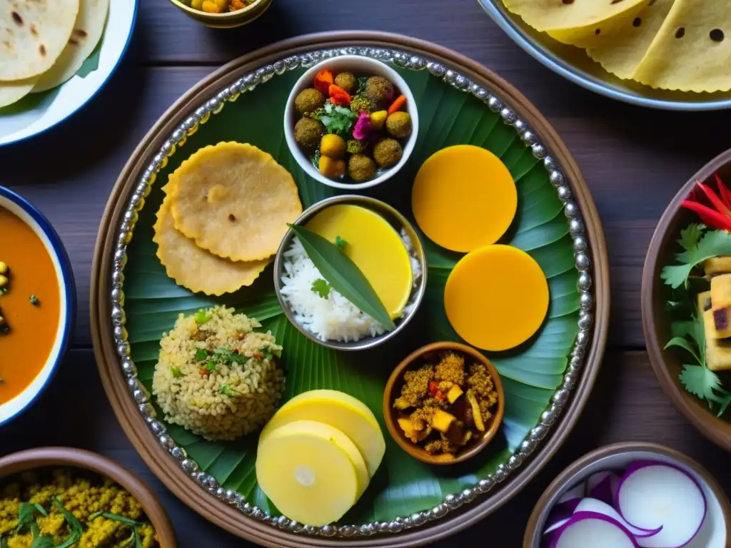 Un festín visual de recetas históricas Navaratri vegetarianas en un thali colorido y sabroso