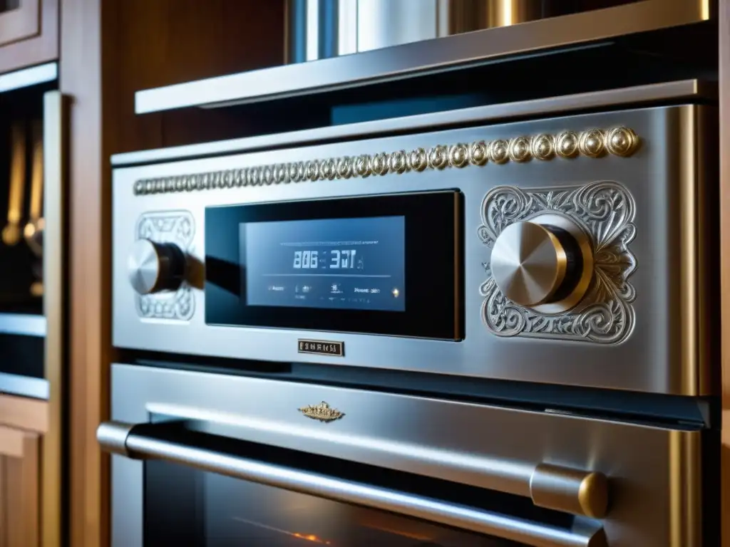 Una fusión entre tradición y tecnología en la cocina: un moderno gadget junto a un horno antiguo, uniendo épocas culinarias