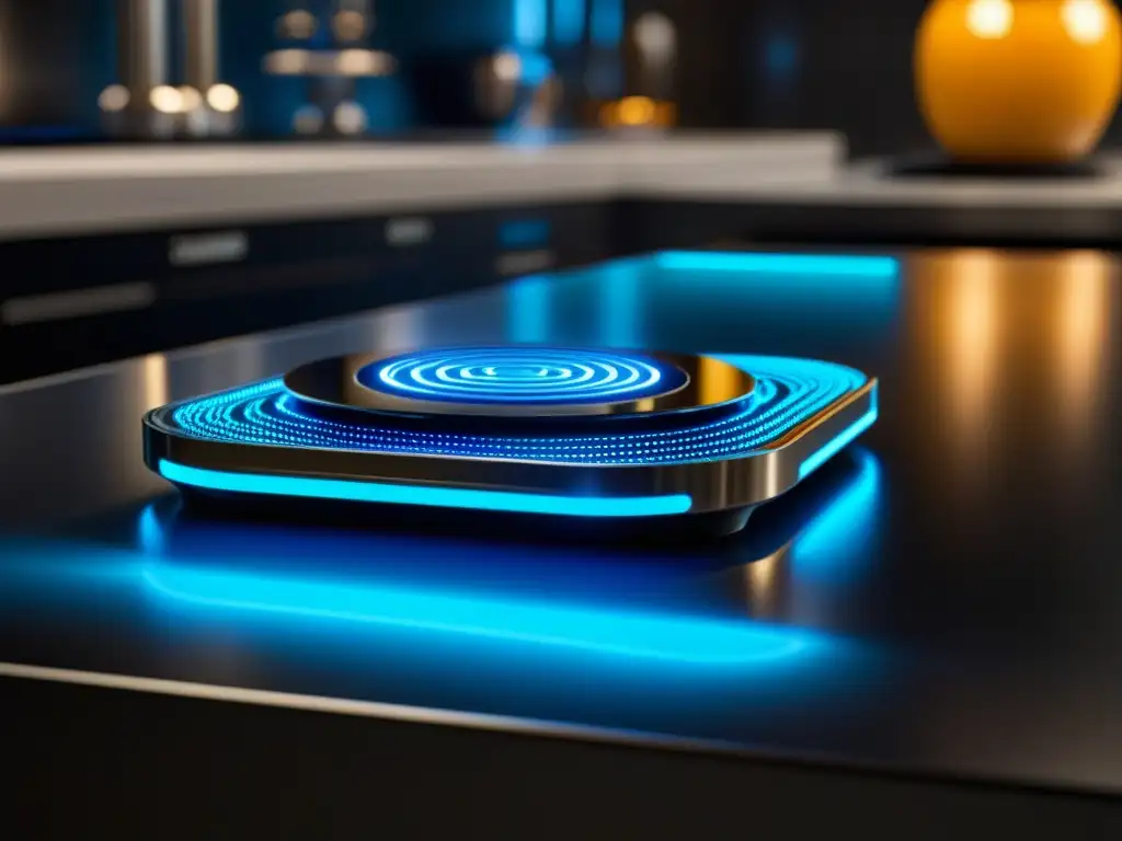 Dispositivo de cocina inteligente: tecnología avanzada y diseño futurista Un gadget de cocina inteligente moderno y sofisticado, con detalles intrincados y diseño futurista
