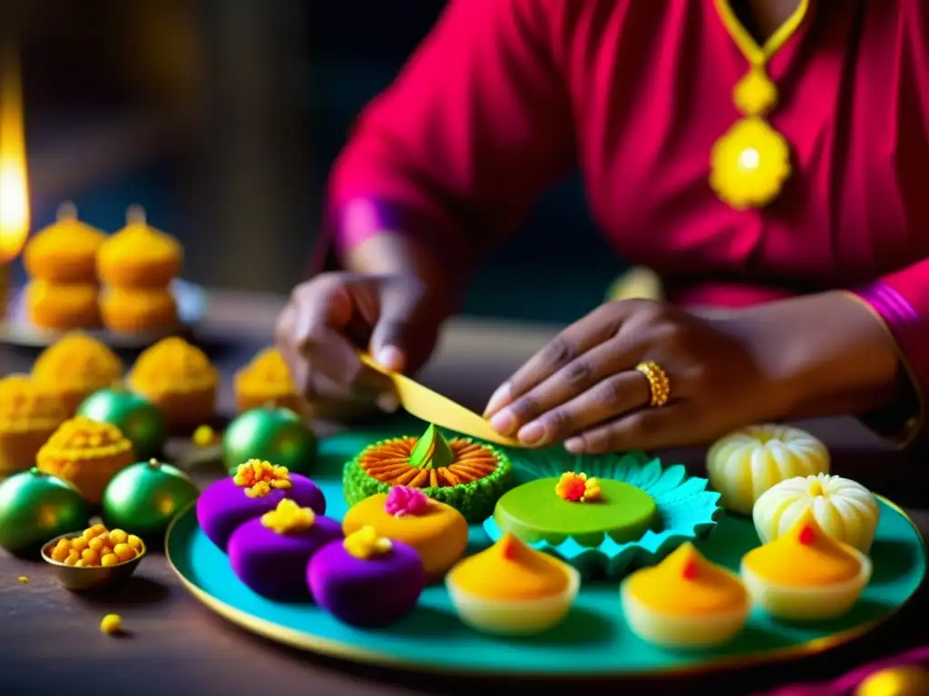 Un hábil artesano crea dulces de Diwali con delicadeza, colores vibrantes y significado cultural