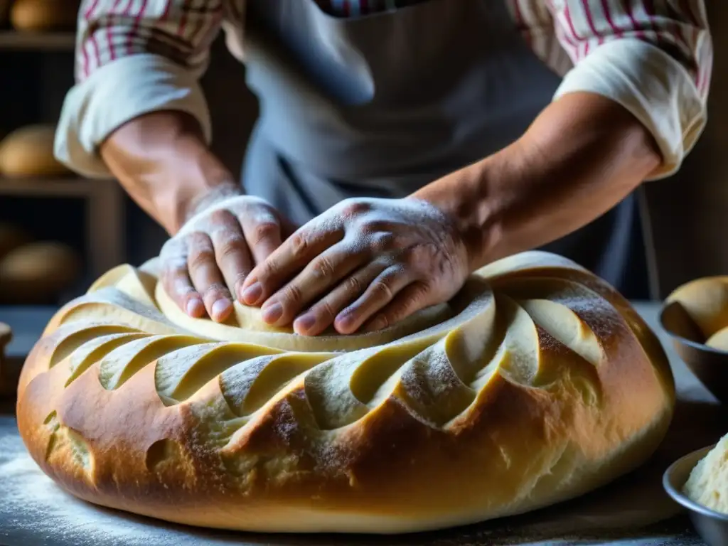 Un hábil panadero del Imperio Otomano moldea un pan tradicional, destacando la artesanía y la historia culinaria del pan en el Imperio Otomano