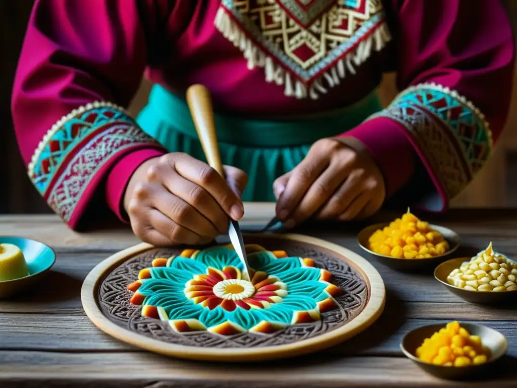 Las hábiles manos de un artesano crean diseños en un postre de Asia Central, mostrando la rica herencia cultural