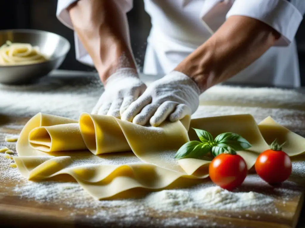 Las hábiles manos de un chef crean pasta fresca, resaltando la influencia de la gastronomía italiana en Sudamérica