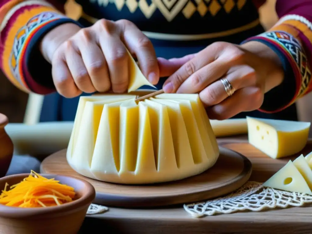 Las hábiles manos de un maestro quesero armenio creando queso tradicional armenio