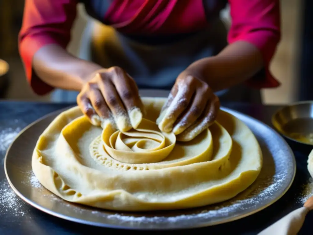 Las hábiles manos de una mujer del sur de Asia moldeando roti, mostrando la cocina tradicional de mujeres del sur de Asia