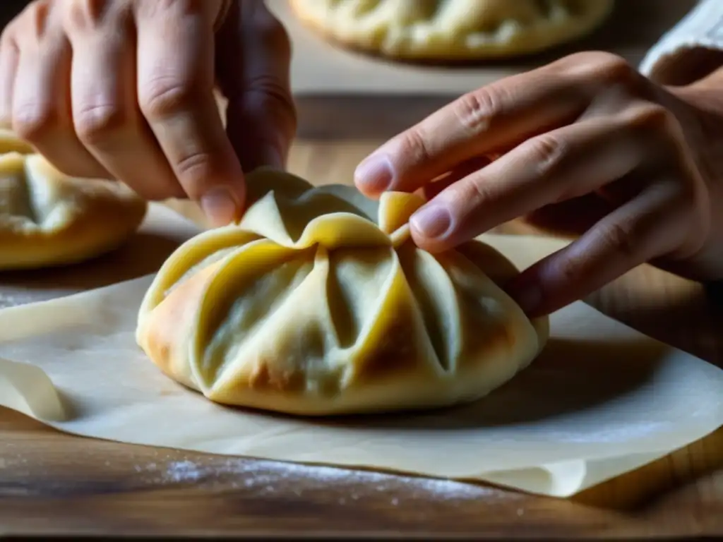 Las hábiles manos moldean los pirozhki rusos, resaltando la tradición y destreza en la preparación de esta receta histórica