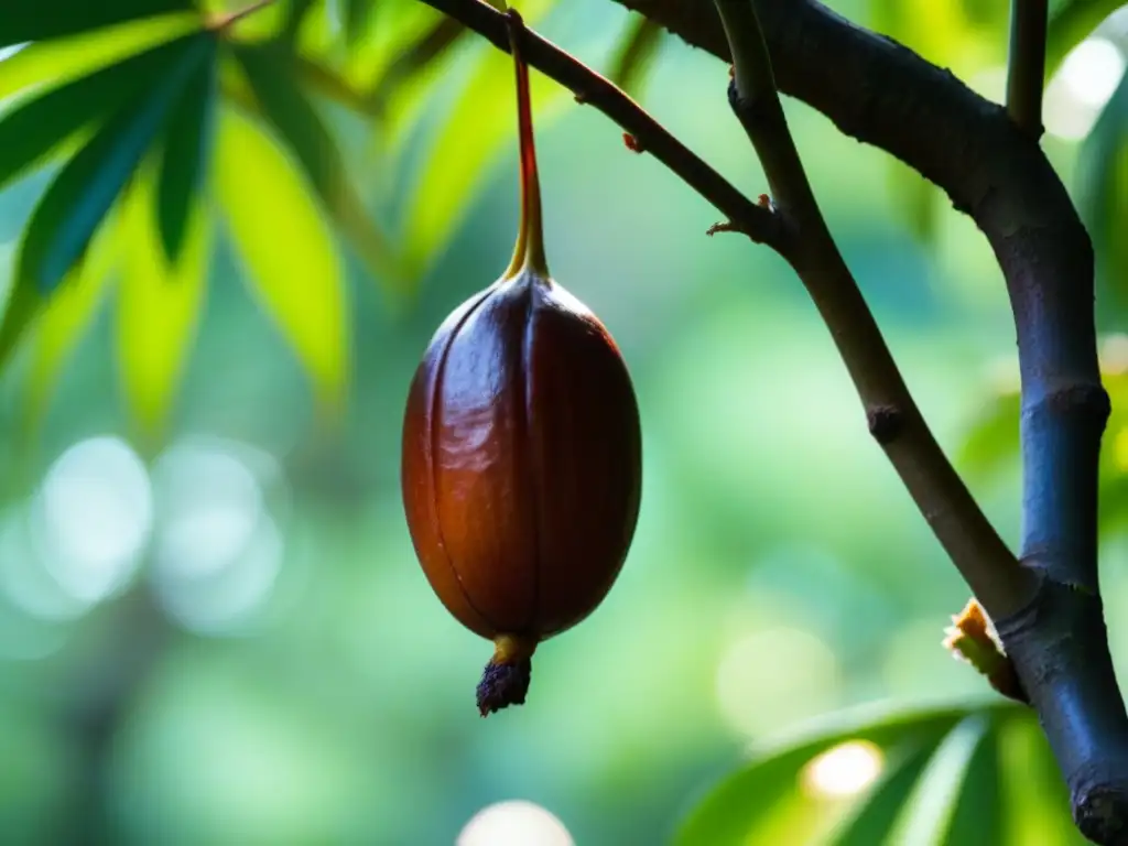 Descubre la historia del tamarindo en Asia con este detalle de la fruta madura en un exuberante huerto tropical