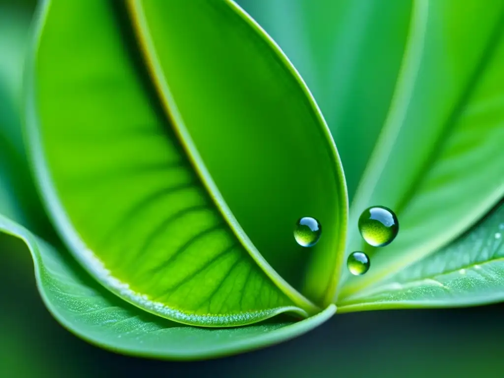 Una hoja de té verde se despliega en agua caliente, creando remolinos y patrones tranquilos