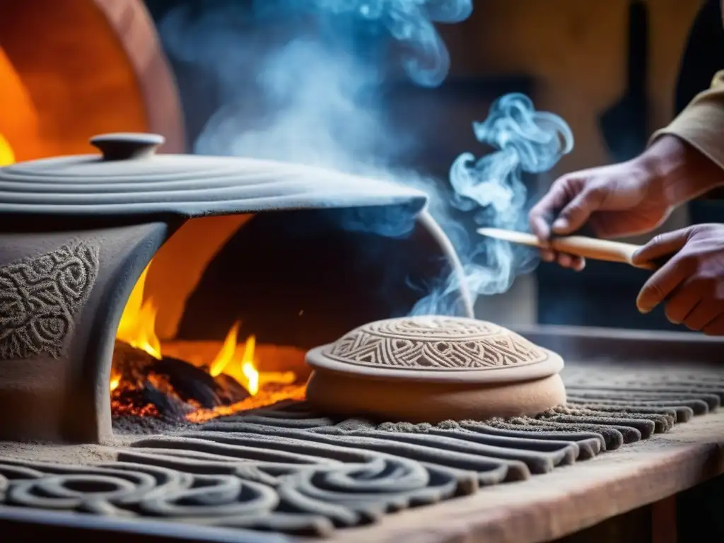 Un horno de barro tradicional siendo preparado con detalle, resaltando la importancia cultural de las técnicas de cocción tradicionales