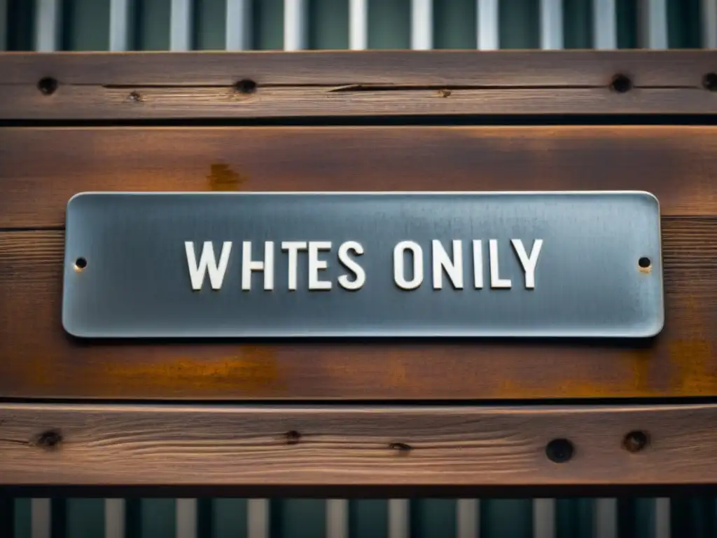 Impactante placa metálica desgastada con las palabras 'Whites Only', reflejo de la influencia de las leyes del Apartheid en la dieta sudafricana