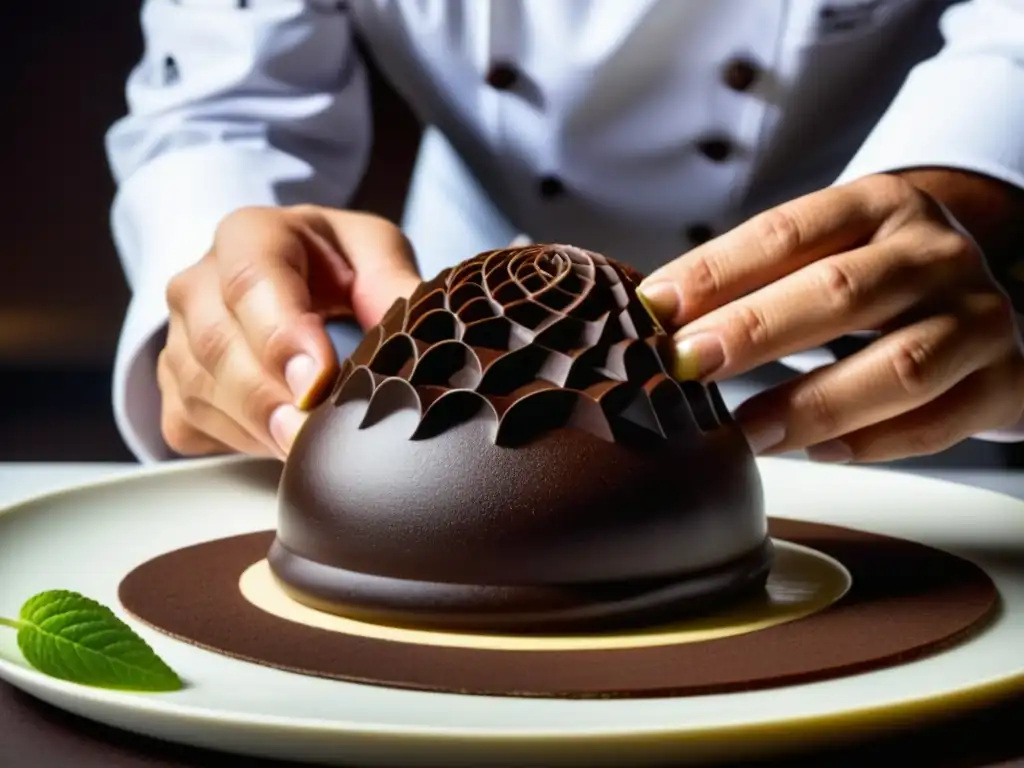 La importancia de la gastronomía molecular con chocolate: un chef español esculpe con precisión una obra maestra culinaria