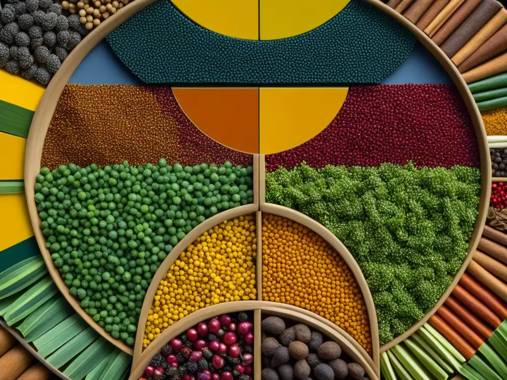 Una impresionante mosaico de especias coloridas del Intercambio Columbino en la gastronomía globalización