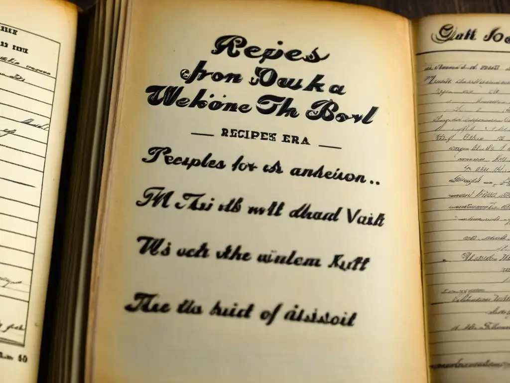 Un libro de recetas desgastado de la era de la Gran Depresión, mostrando el impacto cultural en la cocina