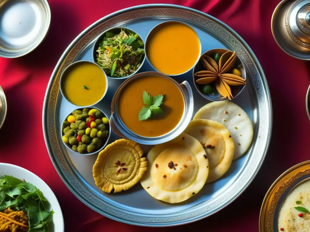 Deléitate con un thali rajasthani lleno de coloridas y elaboradas recetas históricas culturas épocas Rajastán